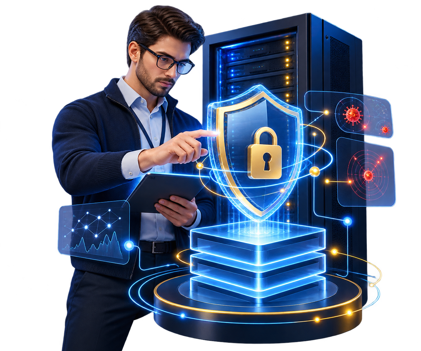 Cybersecurity & Data Protection technology services illustration